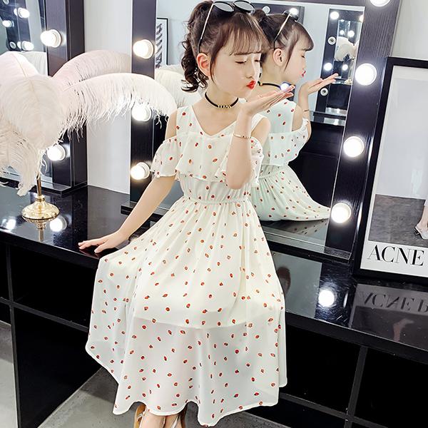 ワンピース キッズ 子供服 女の子 夏 キッズワンピース シフォンワンピース ドット柄 ロング丈 子供ドレス ジュニア 子ども お姫様 おしゃれ 可愛い カジュアル Y アユストア 通販 Yahoo ショッピング