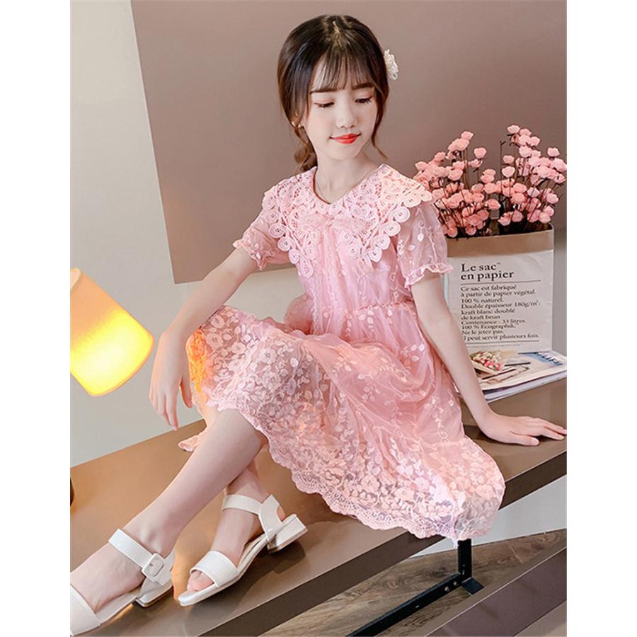 ワンピース キッズ 子供服 女の子 夏 キッズワンピース レースワンピース 半袖 綿 無地 子供ドレス ジュニア 子ども お姫様 おしゃれ 可愛い カジュアル 新品 Y アユストア 通販 Yahoo ショッピング