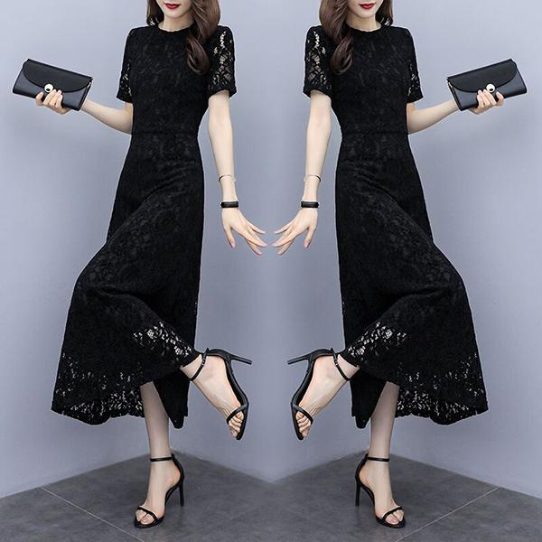ワンピース レディース 40代 代 夏 半袖 きれいめ 上品 レースワンピース ロングワンピース 大きいサイズ パーティードレス おしゃれ 韓国風 着痩せ 通勤 新品 芸能人愛用