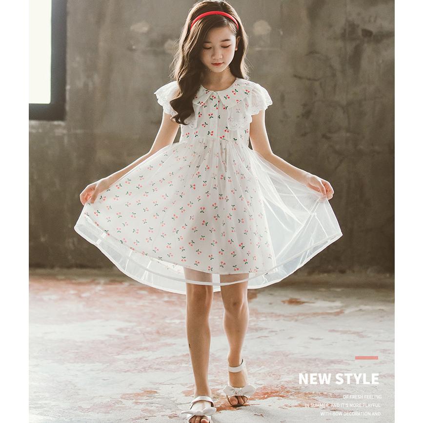 ワンピース キッズ 子供服 女の子 夏 キッズワンピース 半袖ワンピース チュール 花柄 子供ドレス ジュニア お姫様 おしゃれ 可愛い ...