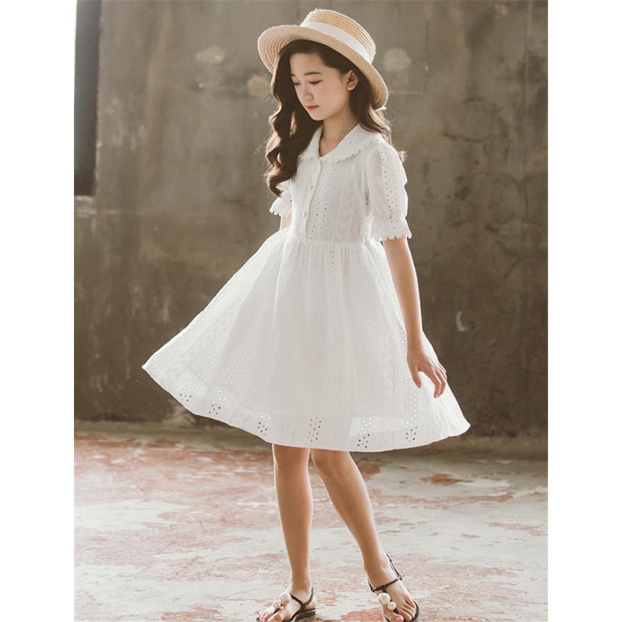 ワンピース キッズ 子供服 女の子 夏 キッズワンピース 半袖ワンピース 綿 白 無地 子供ドレス ジュニア お姫様 おしゃれ 可愛い カジュアル 新品 150cm 160cm Y アユストア 通販 Yahoo ショッピング