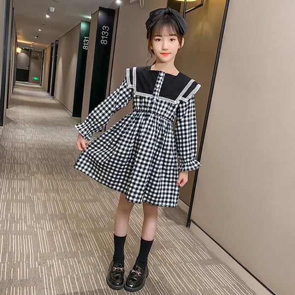 ワンピース キッズ 長袖 子供服 女の子 春秋 キッズワンピース 長袖ワンピース チェック柄 子供ドレス お姫様 ジュニア おしゃれ 可愛い カジュアル 小学生 新品 Y アユストア 通販 Yahoo ショッピング