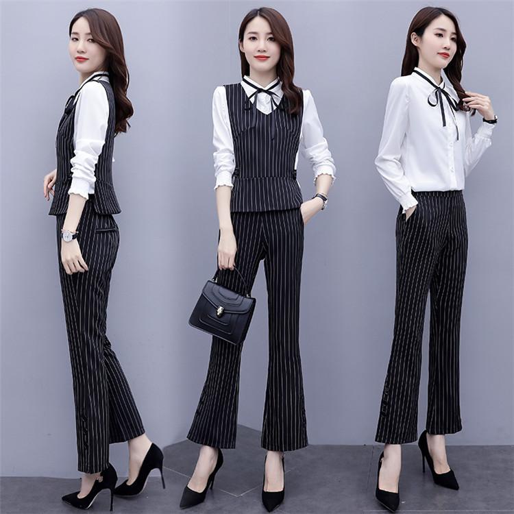 セットアップ レディース 春秋 40代 代 コーデ フォーマル 3点セット シャツ 長袖 ベスト パンツスーツ 大きいサイズ 韓国風 おしゃれ 着痩せ 通勤 上品 新品 Y アユストア 通販 Yahoo ショッピング