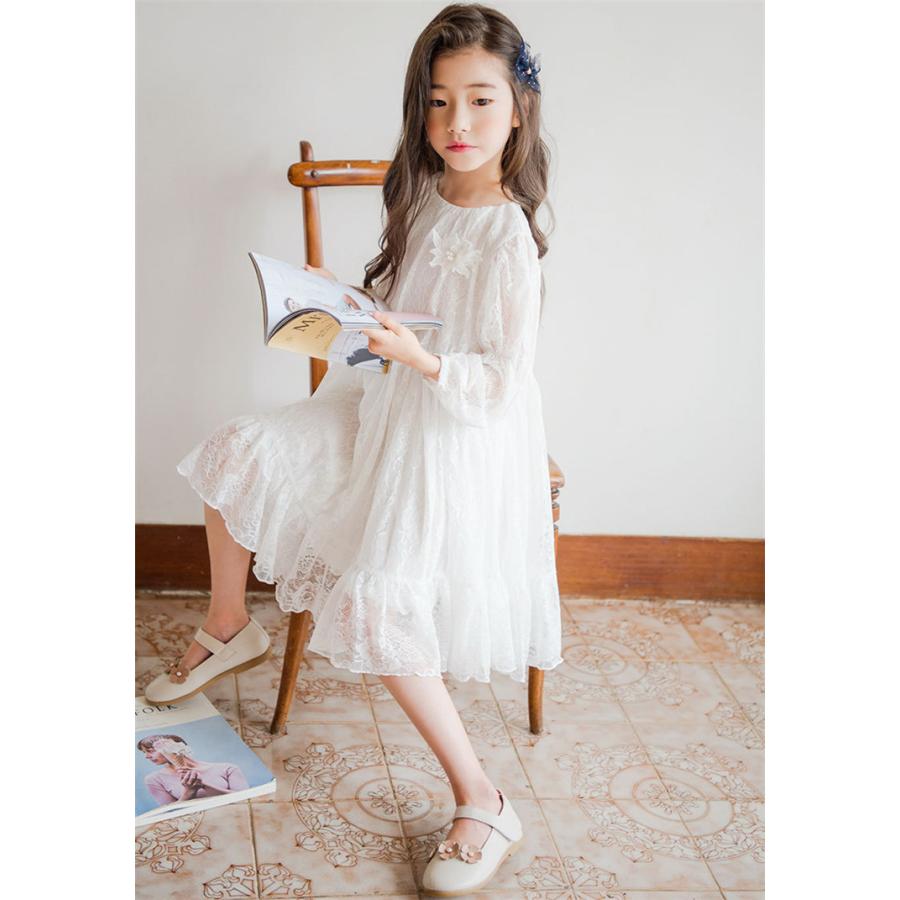 ワンピース キッズ 長袖ワンピース 子供服 女の子 春 秋 レースワンピース 白 子供ドレス ジュニア チュニック フレア おしゃれ 可愛い カジュアル 新品 1 130 Y アユストア 通販 Yahoo ショッピング