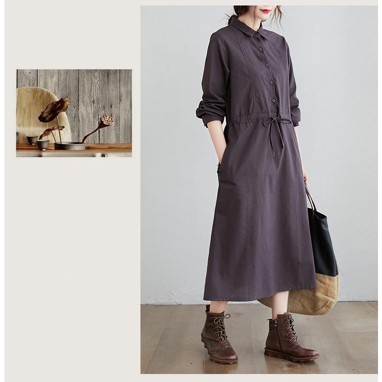 ワンピース レディース 秋 40代 50代 きれいめ 長袖 シャツワンピース マキシワンピース ロング 大きいサイズ 体型カバー おしゃれ 韓国風 上品 着痩せ Ol 新品 Y アユストア 通販 Yahoo ショッピング