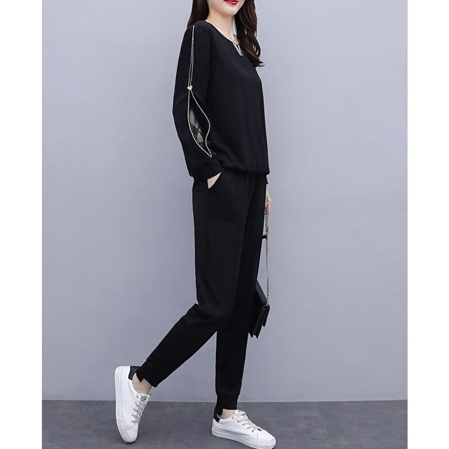 セットアップ レディース 秋 40代 代 コーデ カジュアル 長袖トップス レースtシャツ ロングパンツ 大きいサイズ 韓国風 おしゃれ 着痩せ 通勤 上品 Ol 新品 Y アユストア 通販 Yahoo ショッピング
