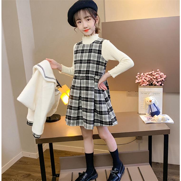 子供服 セットアップ キッズ 女の子 長袖 秋冬 アウター モッズコート ジャケット ワンピース チェック柄 韓国子供服 ジュニア おしゃれ 可愛い カジュアル 新品 Y アユストア 通販 Yahoo ショッピング