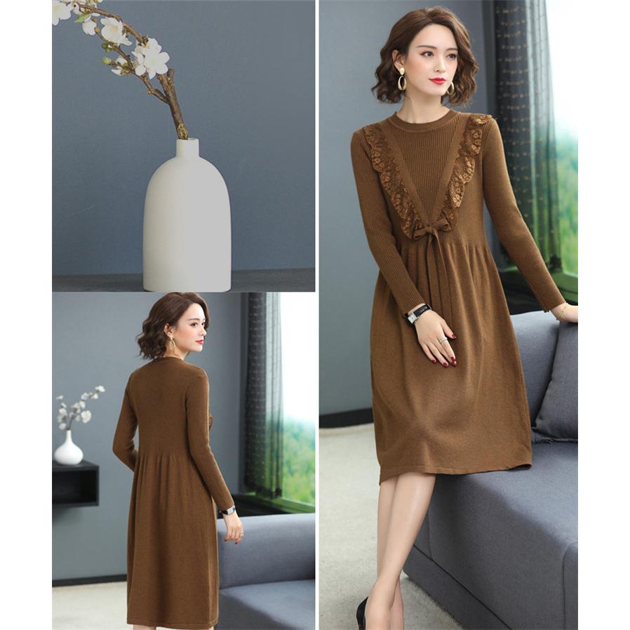 ニットワンピース レディース 秋 冬 40代 50代 きれいめ 長袖ワンピース カットソー ニットセーター 上品 大きいサイズ パーティードレス おしゃれ 着痩せ 新品 Y4558 アユストア 通販 Yahoo ショッピング