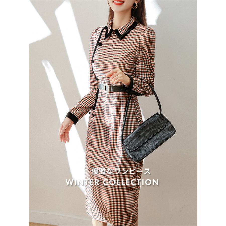 ワンピース レディース 40代 代 きれいめ 春 秋 長袖 マキシワンピース ロング丈 チェック柄 Aライン ドレス 大きいサイズ おしゃれ 着痩せ 上品 通勤 Ol 新品 Y アユストア 通販 Yahoo ショッピング