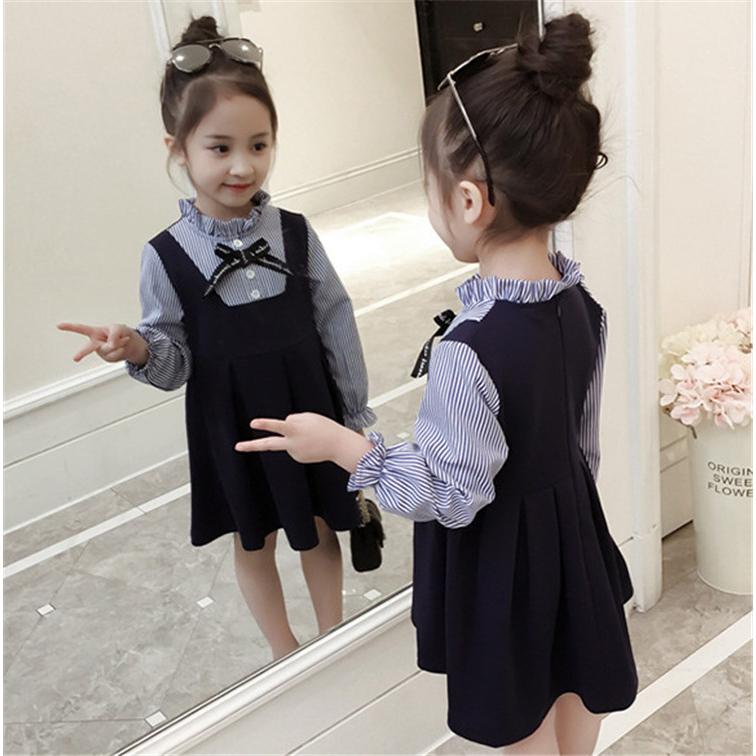 ワンピース キッズ 子供服 女の子 春服 長袖ワンピース ストライプ 子供ドレス 子ども服 ベビー服 キッズワンピース 女児 お姫様 おしゃれ 可愛い カジュアル Y アユストア 通販 Yahoo ショッピング