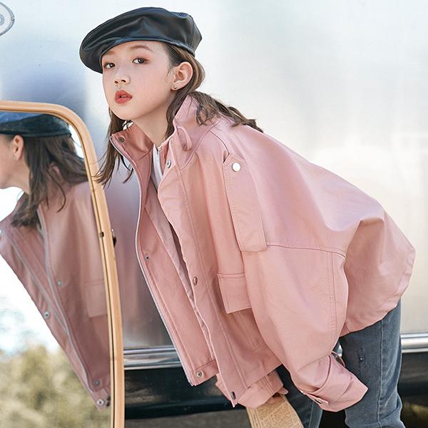 レザージャケット キッズ 子供服 女の子 アウター 春秋 革ジャン Puジャケット 韓国子供服 ジュニア ライダースジャケット おしゃれ 可愛い カジュアル 新品 160 60 Off