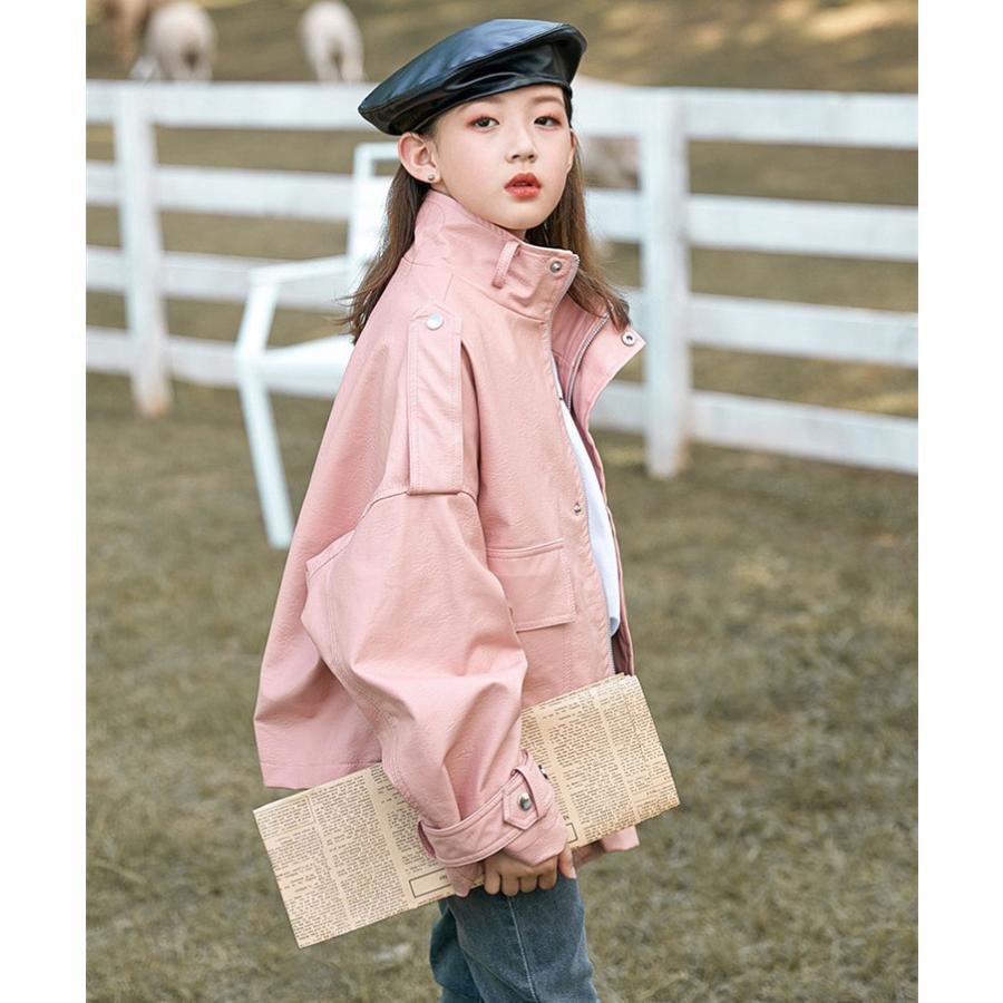 レザージャケット キッズ 子供服 女の子 アウター 春秋 革ジャン Puジャケット 韓国子供服 ジュニア ライダースジャケット おしゃれ 可愛い カジュアル 新品 160 Y アユストア 通販 Yahoo ショッピング