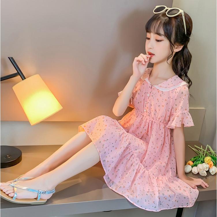 子供服 ワンピース ピンク 160 韓国子ども服 キッズ 女の子 夏 シフォンワンピース 花柄 子供ドレス 結婚式 誕生日 ベビー服 お姫様 おしゃれ 可愛い カジュアル Y アユストア 通販 Yahoo ショッピング