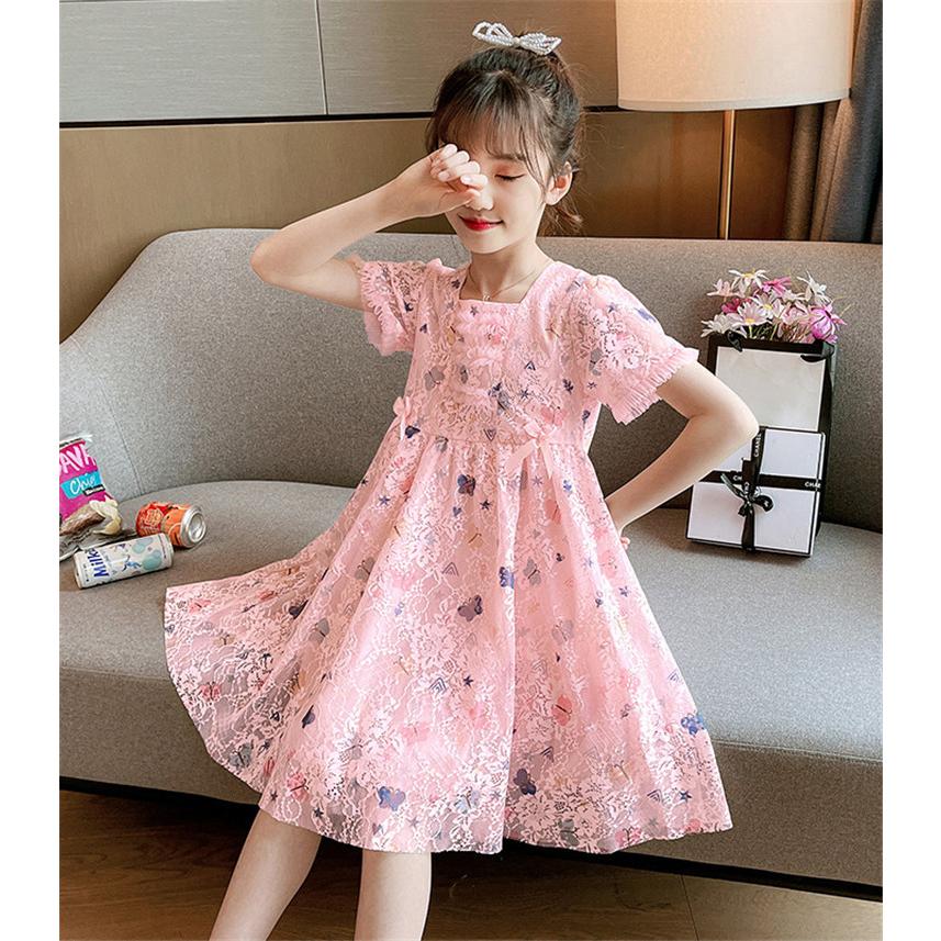 子供服 ワンピース ピンク 160 韓国子ども服 キッズ 女の子 夏 半袖 レースワンピース 花柄 子供ドレス 結婚式 誕生日 ベビー ジュニア お姫様 おしゃれ 可愛い Y4577 アユストア 通販 Yahoo ショッピング