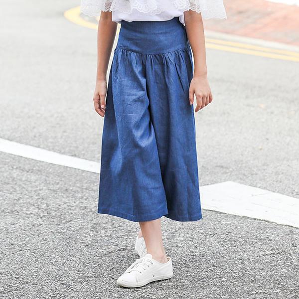 デニムパンツ キッズ 子供服 女の子 ロングパンツ ガウチョパンツ 長ズボン 春服 ボトムス ストレッチパンツ ウェストゴム 伸びる ジーンズ 韓国子供服 おしゃれ Y アユストア 通販 Yahoo ショッピング