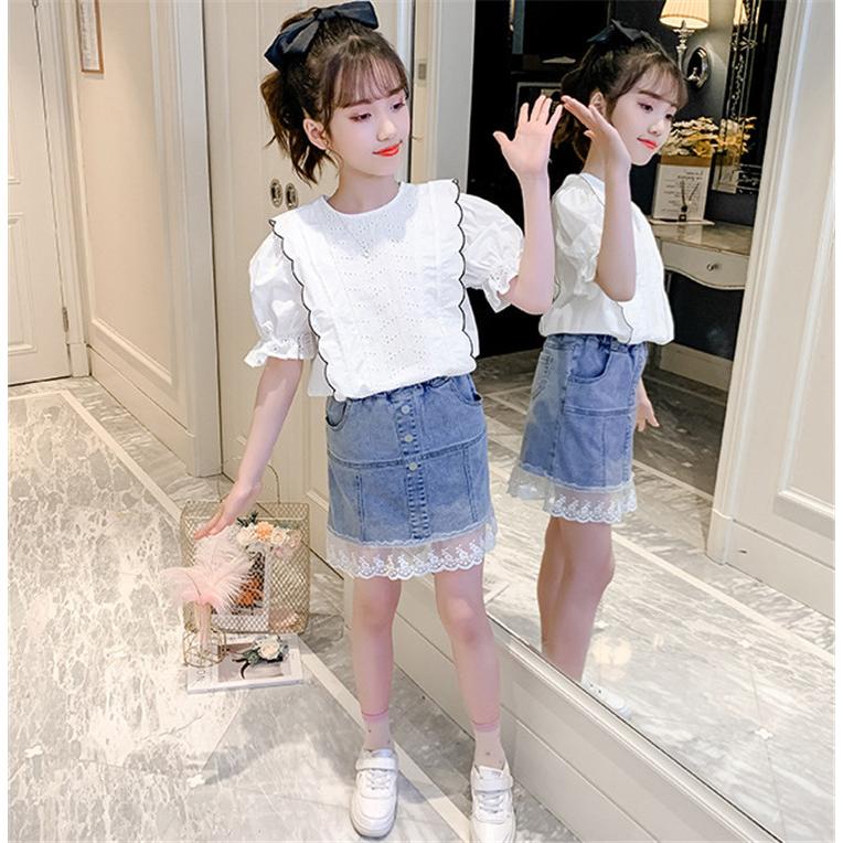 子供服 セットアップ キッズ 女の子 春夏 トップス 半袖 ブラウス Tシャツ デニムパンツ ハーフパンツ 韓国子ども服 ジュニア ベビー服 おしゃれ 可愛い 新品 小物などお買い得な福袋