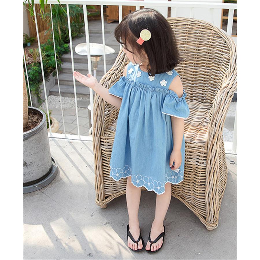 お試し価格 幼稚園 デニムワンピース ベビーワンピース 子供服 小学生 女の子 長袖 90 130cm 春