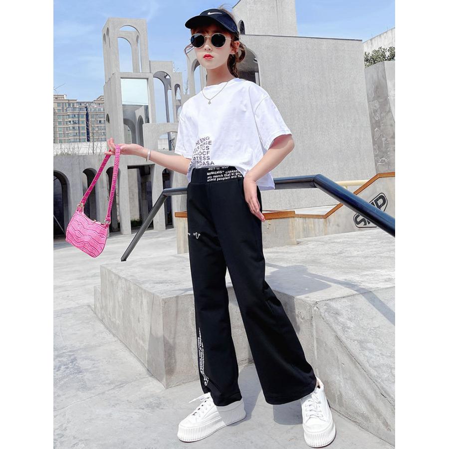 ジャージ キッズ 女子 上下 半袖 夏服 子供服 セットアップ トップス Tシャツ ロングパンツ ガウチョパンツ スポーツウェア 部屋着 薄手 可愛い おしゃれ 新品 Y4517 アユストア 通販 Yahoo ショッピング