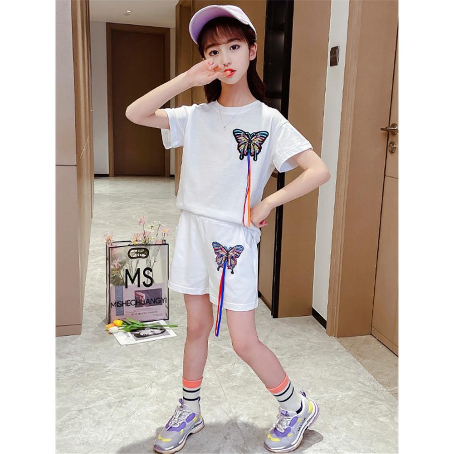 ジャージ キッズ 女子 上下 半袖 夏服 子供服 セットアップ トップス Tシャツ ハーフパンツ 半ズボン スポーツウェア 部屋着 運動着 薄手 可愛い おしゃれ 新品 Y4518 アユストア 通販 Yahoo ショッピング