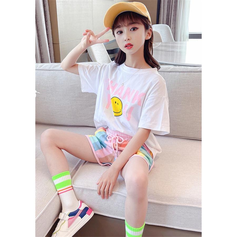 超歓迎 ジャージ キッズ 女子 上下 半袖 夏服 子供服 セットアップ トップス Tシャツ ハーフパンツ 半ズボン スポーツウェア 部屋着 薄手 涼しい 可愛い おしゃれ 新品 Aynaelda Com
