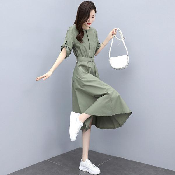 シャツワンピース レディース 40代 代 きれいめ 夏 半袖 マキシワンピース チュニック 大きいサイズ パーティードレス おしゃれ 可愛い 着痩せ 上品 通勤 新品 Y4507 アユストア 通販 Yahoo ショッピング