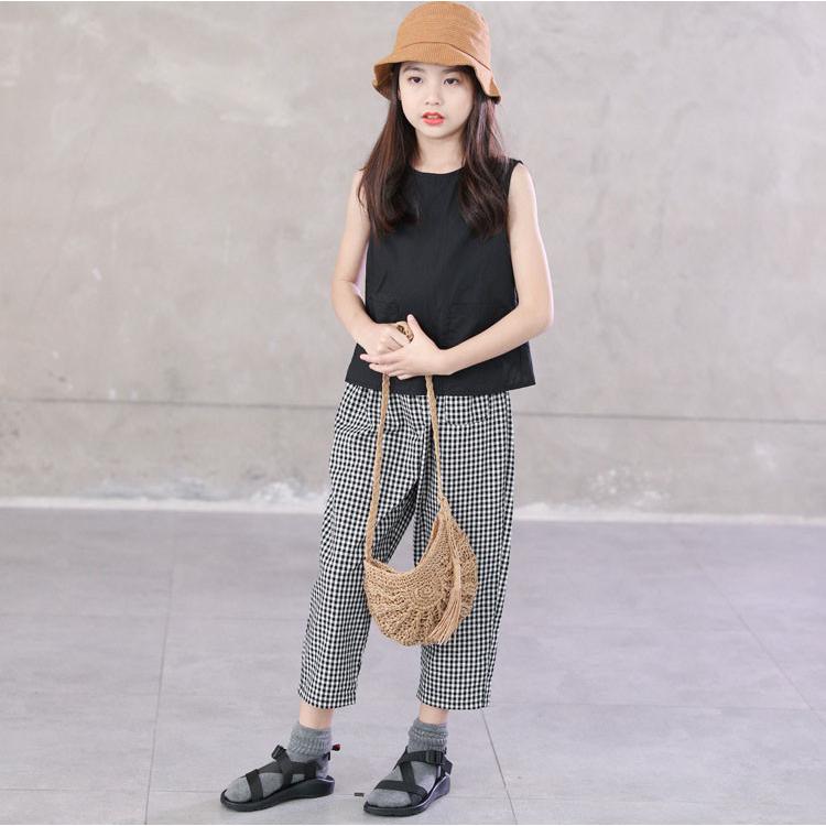 子供服 女の子 ズボン 160 150 130 韓国子供服 キッズ 七分丈パンツ チェック柄 夏 薄手 ボトムス ストレッチパンツ ウェストゴム 伸びる 可愛い おしゃれ 新品 Y4580 アユストア 通販 Yahoo ショッピング