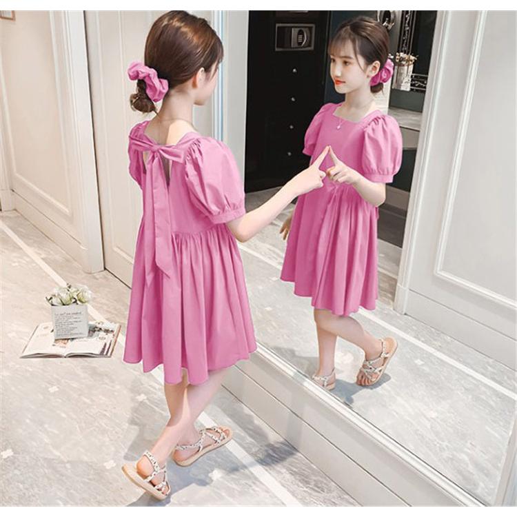 国内在庫 子供服 女の子 ワンピース 160 150 130 1 ドレス 子供 半袖ワンピース キッズ 春夏 無地 リボン 韓国こども服 ジュニア お姫様 ベビー服 おしゃれ 可愛い 新品 Aynaelda Com