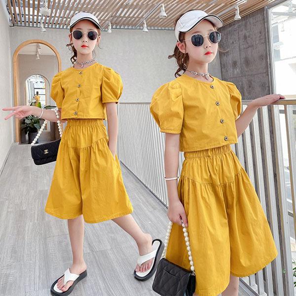 子供服 女の子 夏服 セットアップ 上下セット 半袖 Tシャツ ブラウス ハーフパンツ 半ズボン 韓国子供服 キッズ ジュニア ベビー服 おしゃれ 可愛い 新品 160cm 即納