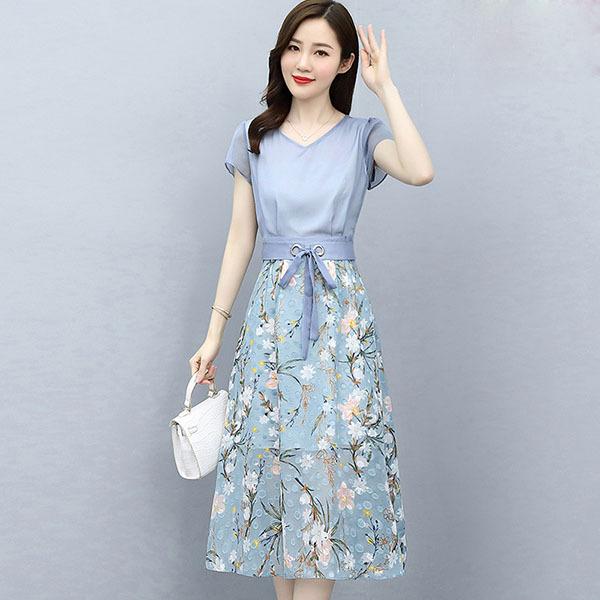 ワンピース レディース 40代 代 きれいめ 夏服 半袖ワンピース 花柄 シフォン ロングワンピース Aライン 大きいサイズ おしゃれ 可愛い 着痩せ 上品 通勤 新品 Y アユストア 通販 Yahoo ショッピング