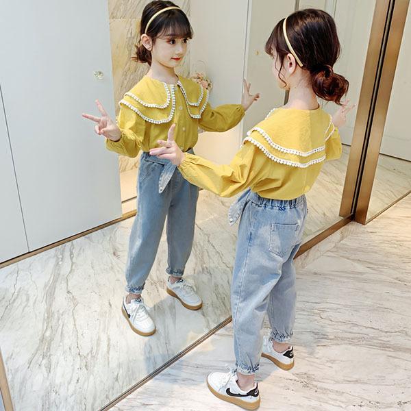 子供服 女の子 韓国子供服 セットアップ キッズ 秋服 長袖 トップス ブラウス シャツ デニムパンツ ロングパンツ 子ども服 ジュニア おしゃれ 可愛い 新品 150 Y4501 アユストア 通販 Yahoo ショッピング