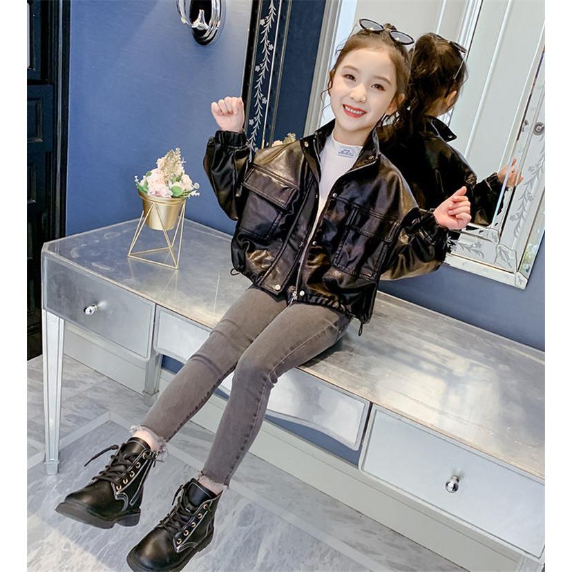 レザージャケット キッズ 子供服 女の子 アウター 春秋 革ジャン Puジャケット 韓国子供服 ジュニア ライダースジャケット おしゃれ 可愛い カジュアル 新品 160 Y4502 アユストア 通販 Yahoo ショッピング
