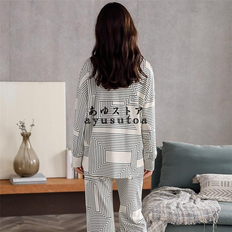 パジャマ レディース 春夏秋 長袖 綿 ルームウェア セットアップ トップス 前開き ロングパンツ 長ズボン 部屋着 寝巻き 大きいサイズ 柔らか 可愛い 冷房対応 一部予約販売