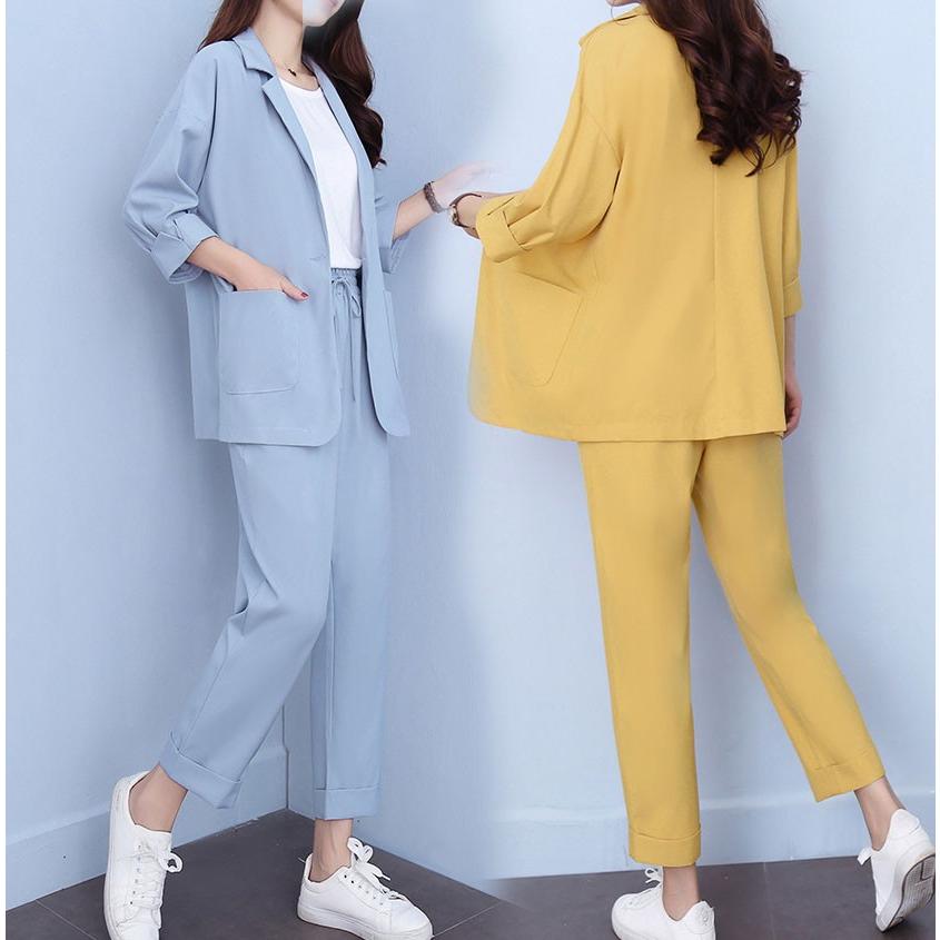 スーツセットアップ レディース 春夏 シフォンスーツセットアップ 薄手 七分袖アウター 長ズボン 韓国風 大きいサイズ 通勤 Ol オシャレ 大人 上品 40代 Y アユストア 通販 Yahoo ショッピング