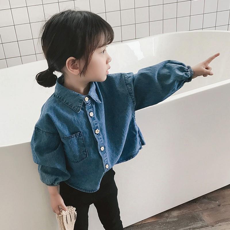 ブラウス キッズ 女の子 子供服 トップス 長袖 シャツ 春秋 韓国子供服 ジュニア 折り襟 デニム カジュアル インナー 可愛い おしゃれ 小学生 通学着 新品 Y4608 アユストア 通販 Yahoo ショッピング