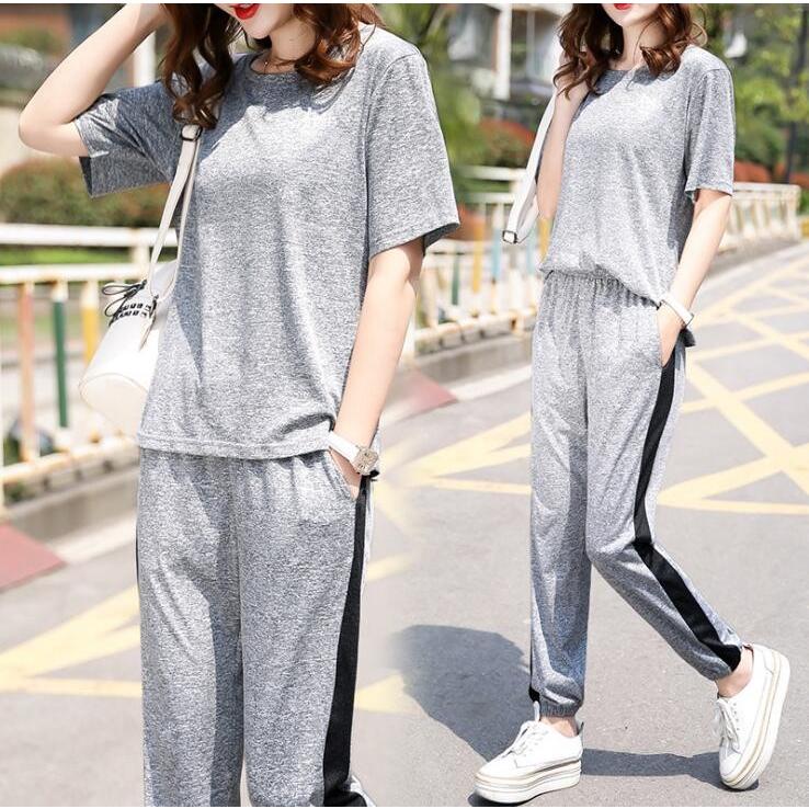 ジャージ セットアップ レディース 春 夏 40代 きれいめ 上下セット Tシャツ 半袖 九分丈パンツ 運動服 部屋着 韓国風 カジュアル お洒落 着痩せ 新品 Y アユストア 通販 Yahoo ショッピング