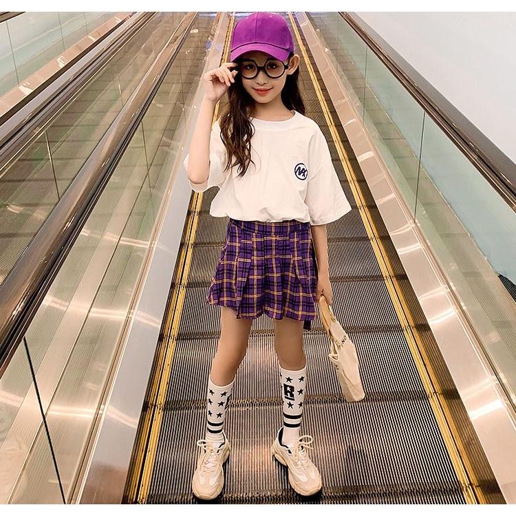 子供服 セットアップ キッズ 女の子 春夏 2点セット 上下セット Tシャツ 半袖 スカート ロング丈 チェック柄 薄手 おしゃれ カジュアル 涼しい 可愛い 新品 Y アユストア 通販 Yahoo ショッピング