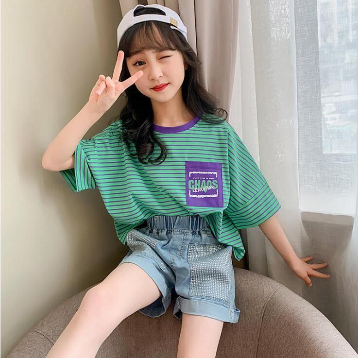子供服 セットアップ キッズ 女の子 春夏 2点セット 上下セット Tシャツ 半袖 デニムパンツ ショートパンツ ジュニア おしゃれ 可愛い カジュアル 新品 150 160 Y アユストア 通販 Yahoo ショッピング