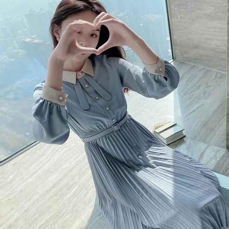 ワンピース レディース きれいめ 春秋 ワンピース 長袖 ハイウエスト ドレス 韓国風 オシャレ 通勤 大人 上品 着痩せ Y4775 アユストア 通販 Yahoo ショッピング