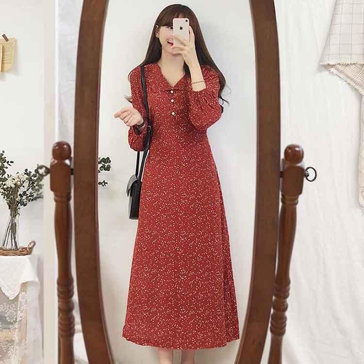 3色 ワンピース レディース ミモレ丈 Vネック 長袖 花柄 大きいサイズ Aライン おしゃれ 大人 Ol 着痩せ 旅 リゾート代 30代 40代 春 夏 Y アユストア 通販 Yahoo ショッピング