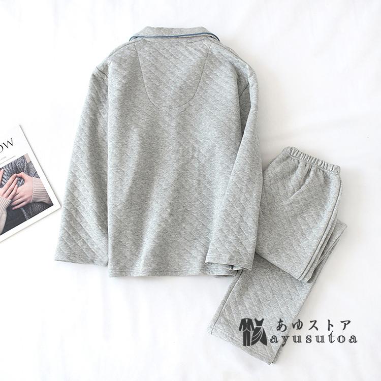 キルトパジャマ 中綿 メンズパジャマ ルームウェア 綿100 ガーゼ無地無印 カップル前開き 襟付き 長袖長ズボン上下セット 敏感肌用 部屋着 春夏秋冬用 Y アユストア 通販 Yahoo ショッピング