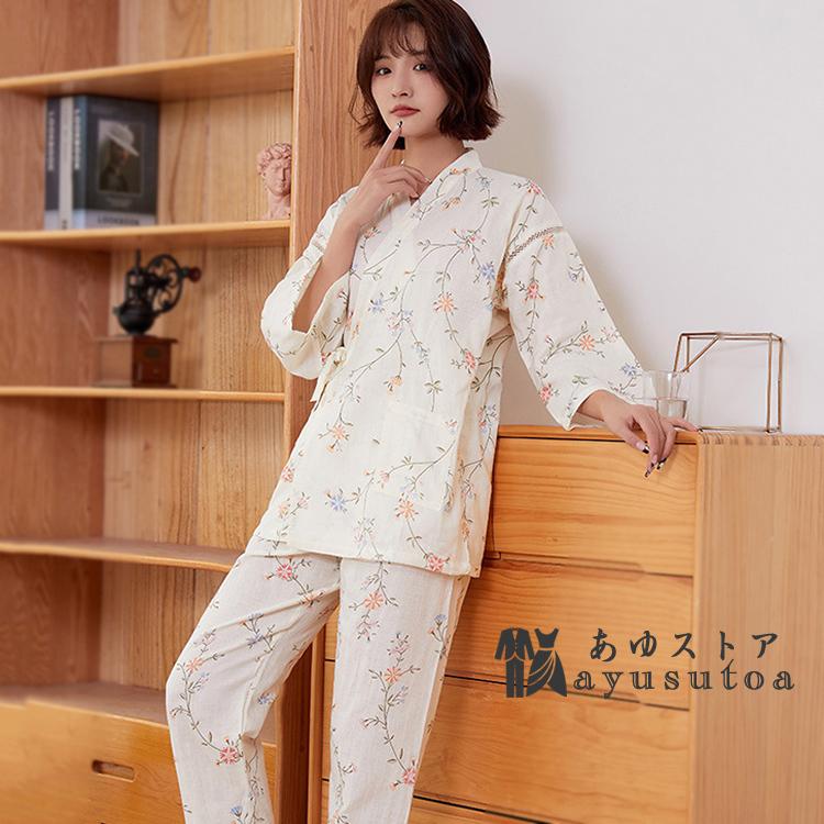 パジャマ レディース 長袖 パジャマ 春夏秋 綿 パジャマ 花柄 上下セット パジャマ レディース ルームウェア ナイトウェア 女性 前開き 人気 Y アユストア 通販 Yahoo ショッピング