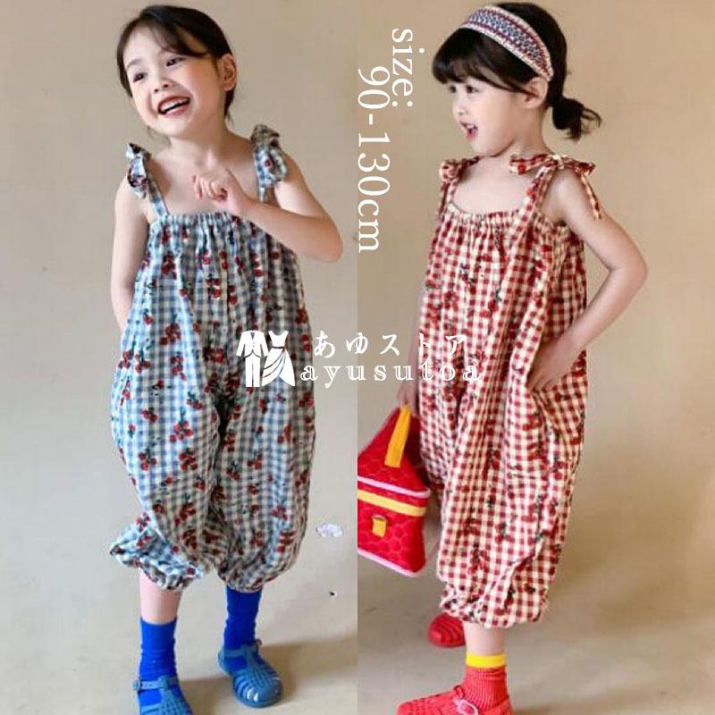 オーバーオール 女の子 夏 サロペット 可愛い リボン 花柄 ノースリーブ ロングパンツ 長ズボン ゆったり チノパンツ カジュアル キッズ 子供服 小学生 通学 2色 Y アユストア 通販 Yahoo ショッピング