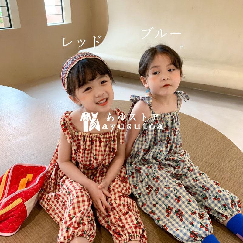オーバーオール 女の子 夏 サロペット 可愛い リボン 花柄 ノースリーブ ロングパンツ 長ズボン ゆったり チノパンツ カジュアル キッズ 子供服 小学生 通学 2色 Y アユストア 通販 Yahoo ショッピング