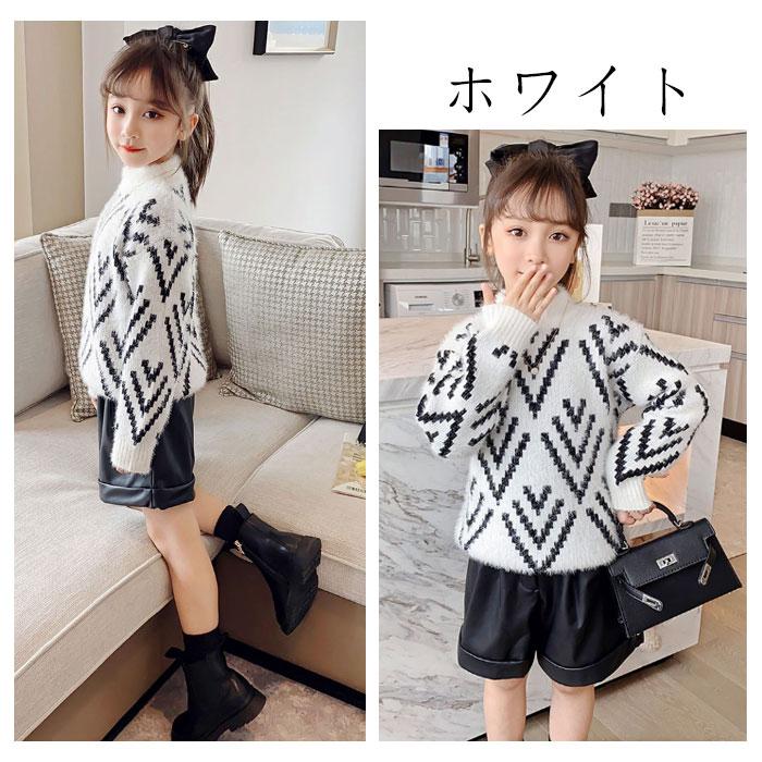 セーター キッズ 女の子 トップス ニット 長袖 丸首 暖かい 可愛い 秋着 冬着 お出かけ 通学 フワフワ 防寒抜群 ホワイト ページュ 110 1 130 140 150 160 Y アユストア 通販 Yahoo ショッピング