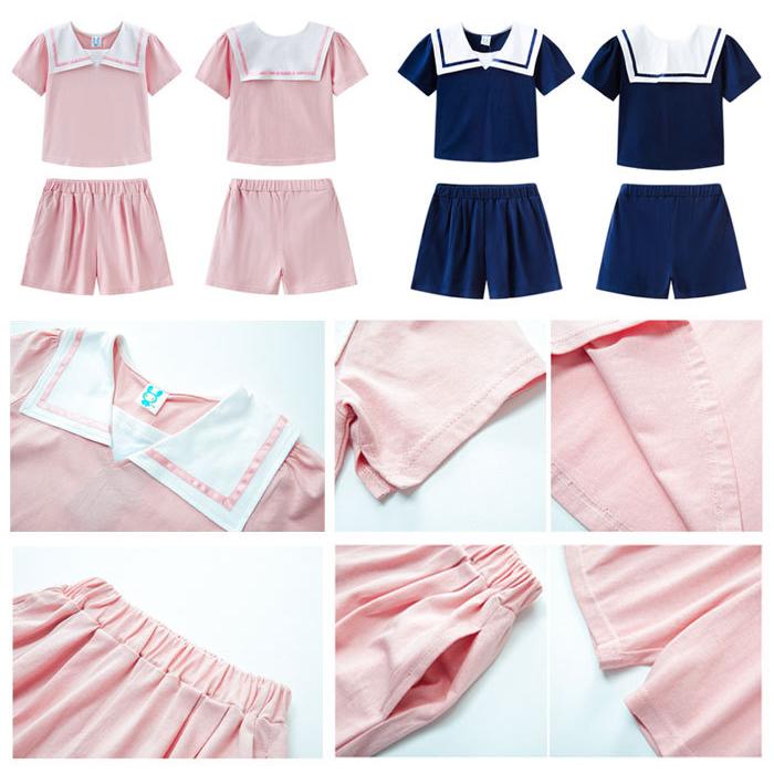 子供服 夏服 可愛い 女の子 セットアップ 上下セット キッズ 夏 小学生 中学生 半袖tシャツ ショーツ 純綿 オシャレ 通園 通学 遠足 ネイビー ピンク 110 160 Y アユストア 通販 Yahoo ショッピング