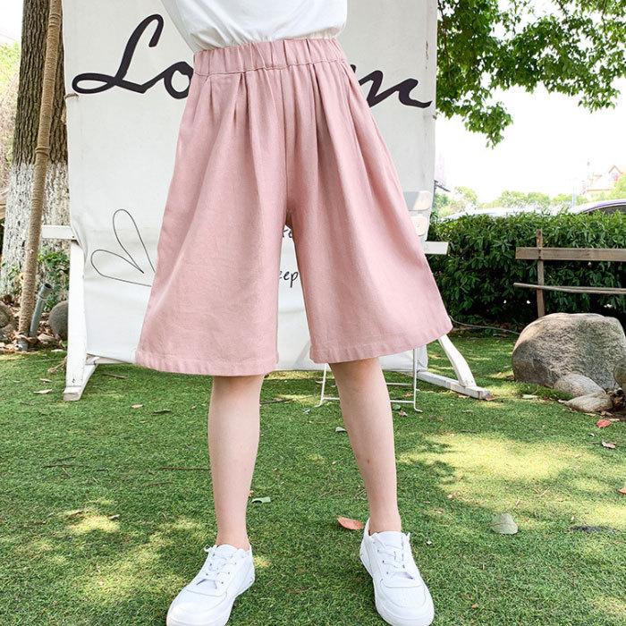 子供服 夏 ワイドレッグパンツ 七分丈 女の子 パンツ カジュアル シンプル パンツ レジャー ボトムス 綿とリネン ワイドレッグパンツ ピンク ブルー 1 170 Y アユストア 通販 Yahoo ショッピング