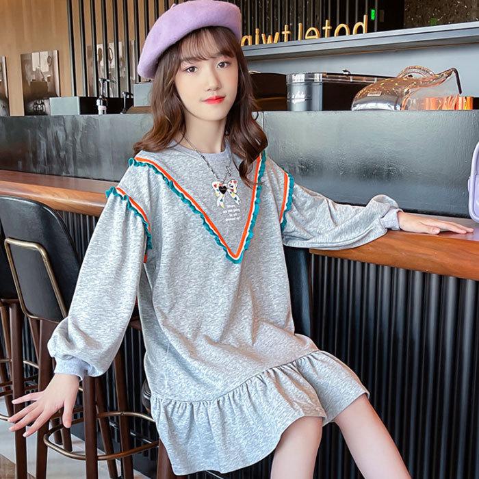 女の子 ワンピース スウェットワンピース パーカー スウィート キッズ 長袖 ワンピー ミドル丈 膝丈上 通学着 ワンピ 暖かい 可愛い 春秋 グレー ピンク 110 160 Y アユストア 通販 Yahoo ショッピング