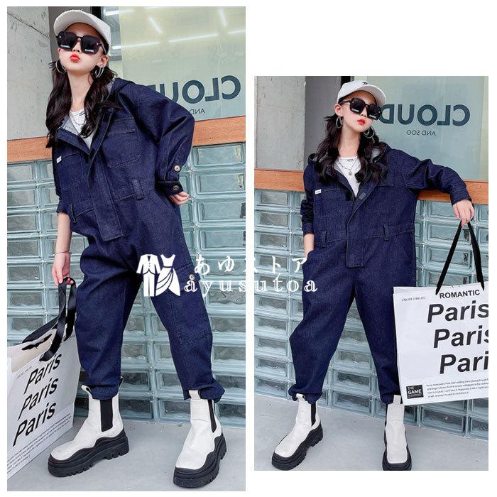 キッズ オーバーオール 女の子 かっこいい デニムオーバーオール 長袖 フード付き オールインワン ロンパース ファッション ジャズ衣装 ダンス衣装 舞台 1 170 Y アユストア 通販 Yahoo ショッピング