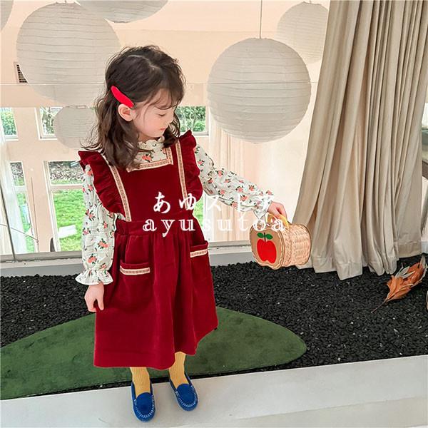 セットアップ キッズ 子供服 女の子 春秋 トップス ブラウス シャツ 花柄 ワンピース サロペット ボトムス 韓国子供服 ジュニア ベビー服 おしゃれ 可愛い 新品 国際ブランド