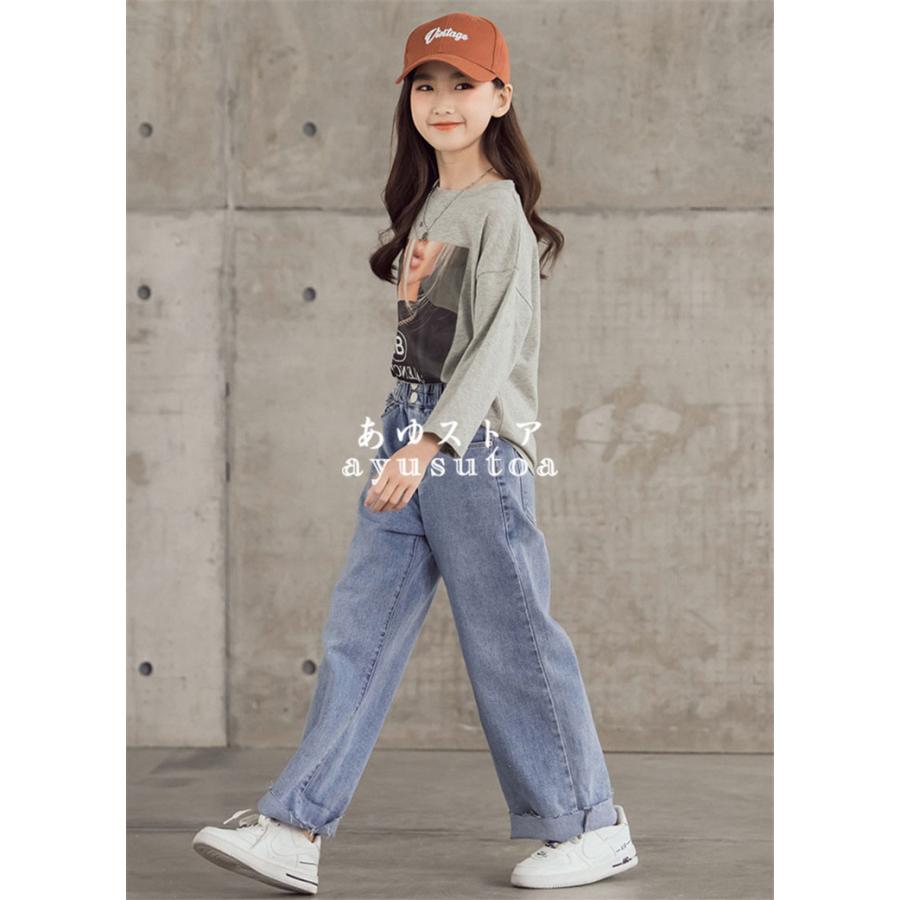 デニムパンツ キッズ 160cm おしゃれ ガウチョパンツ ジュニア ジーンズ ベビー服 ボトムス ロングパンツ 可愛い 女の子 子供服 新品 春秋 長ズボン 韓国子供服 爆買い送料無料 子供服